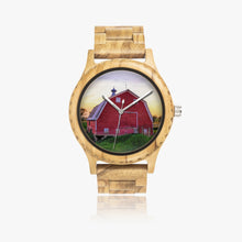 Load image into Gallery viewer, Wooden Watch Italian Olive Red Barn at Sunset

