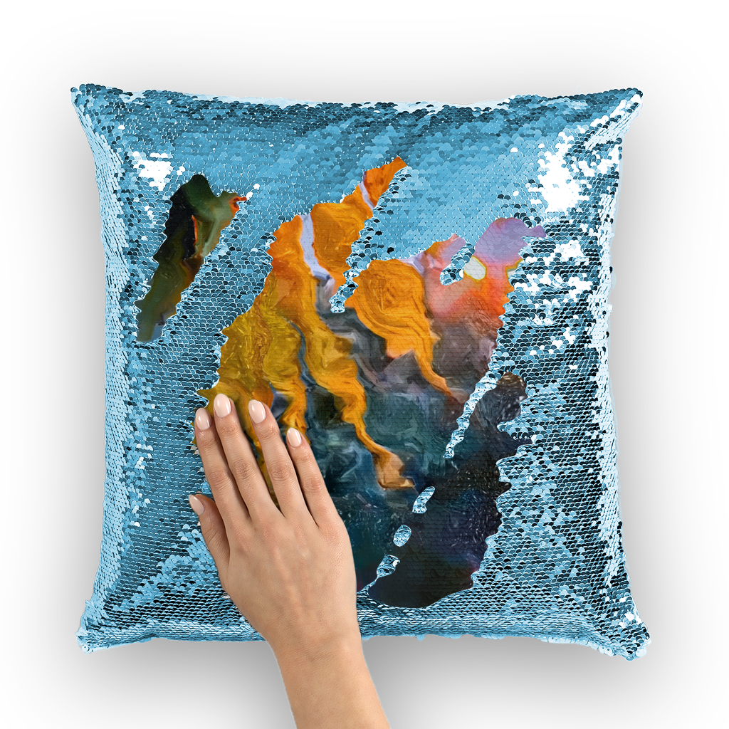 Sunflower in Headlights Sequin Cushion Cover