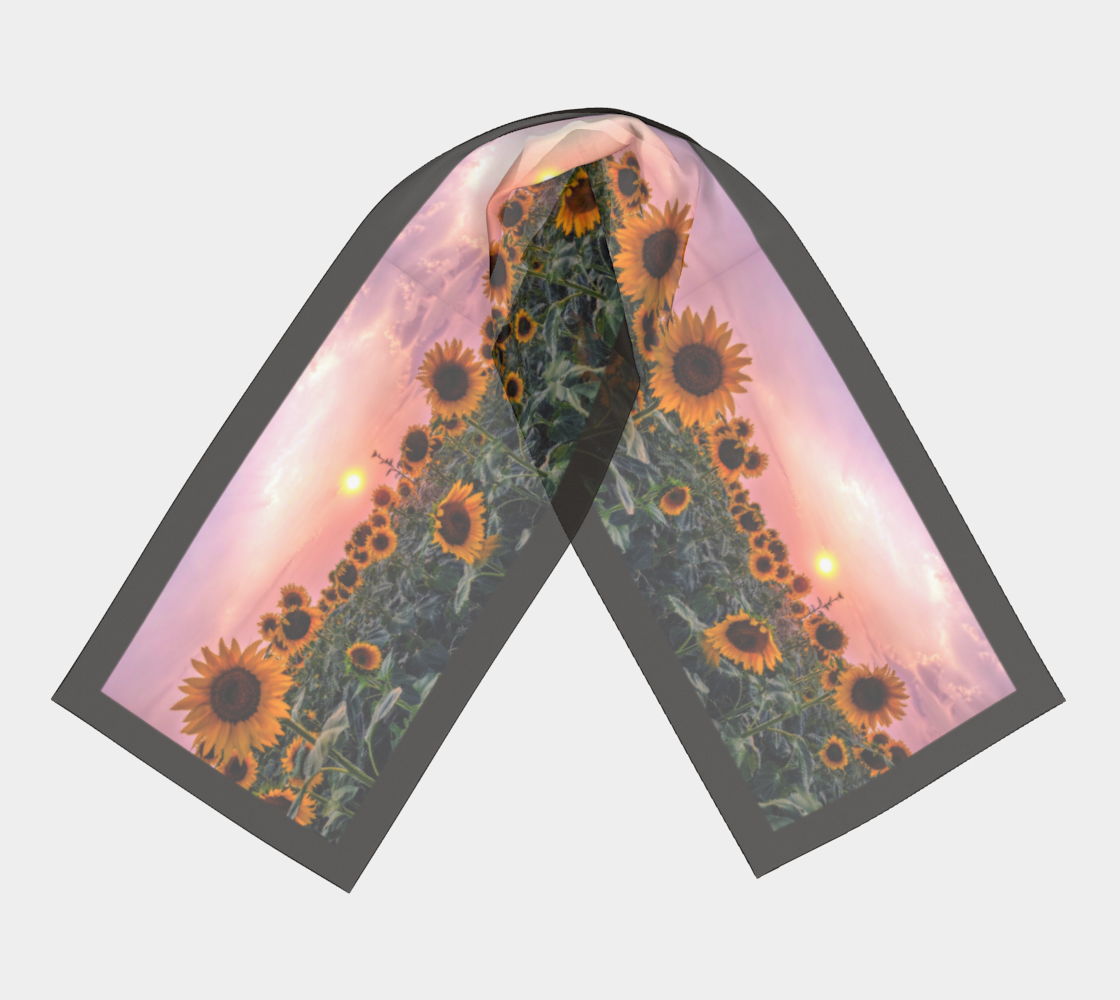 Sunflowers Pretty in Pink Sunset Charcoal Scarf