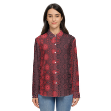 Load image into Gallery viewer, Women&#39;s Classic Long Sleeve Button-Up Shirt Milkweed Red
