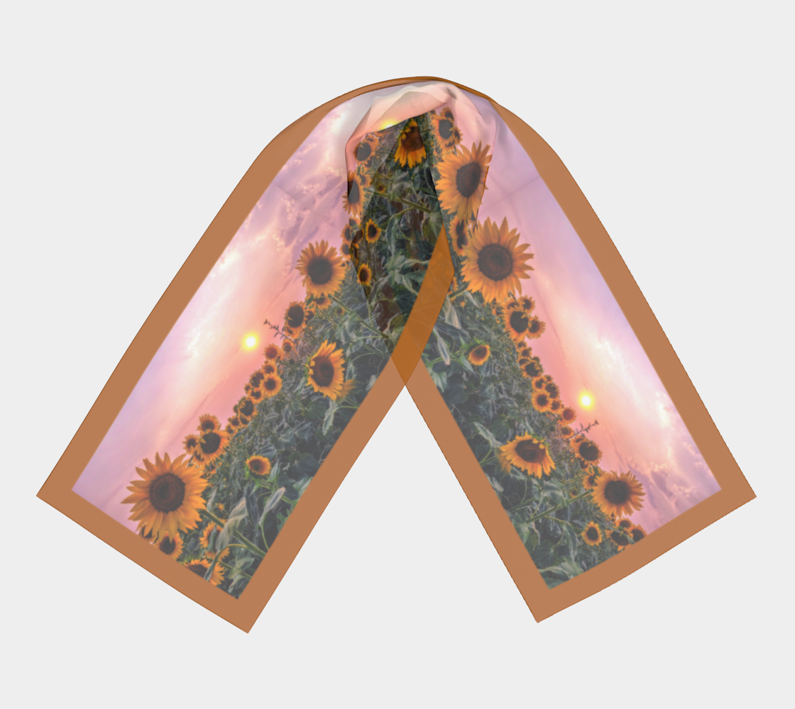 Sunflowers Pretty in Pink Sunset Golden Scarf