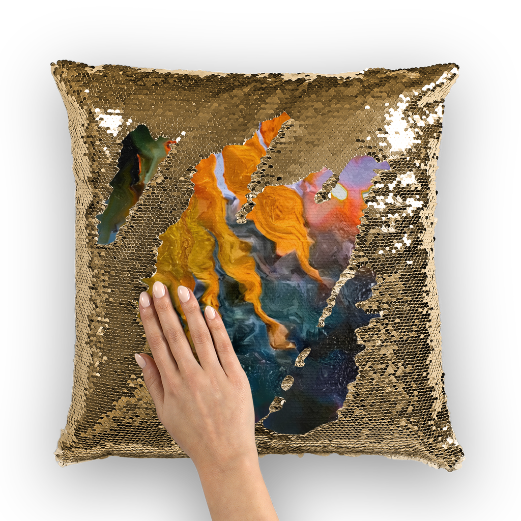 Sunflower in Headlights Sequin Cushion Cover