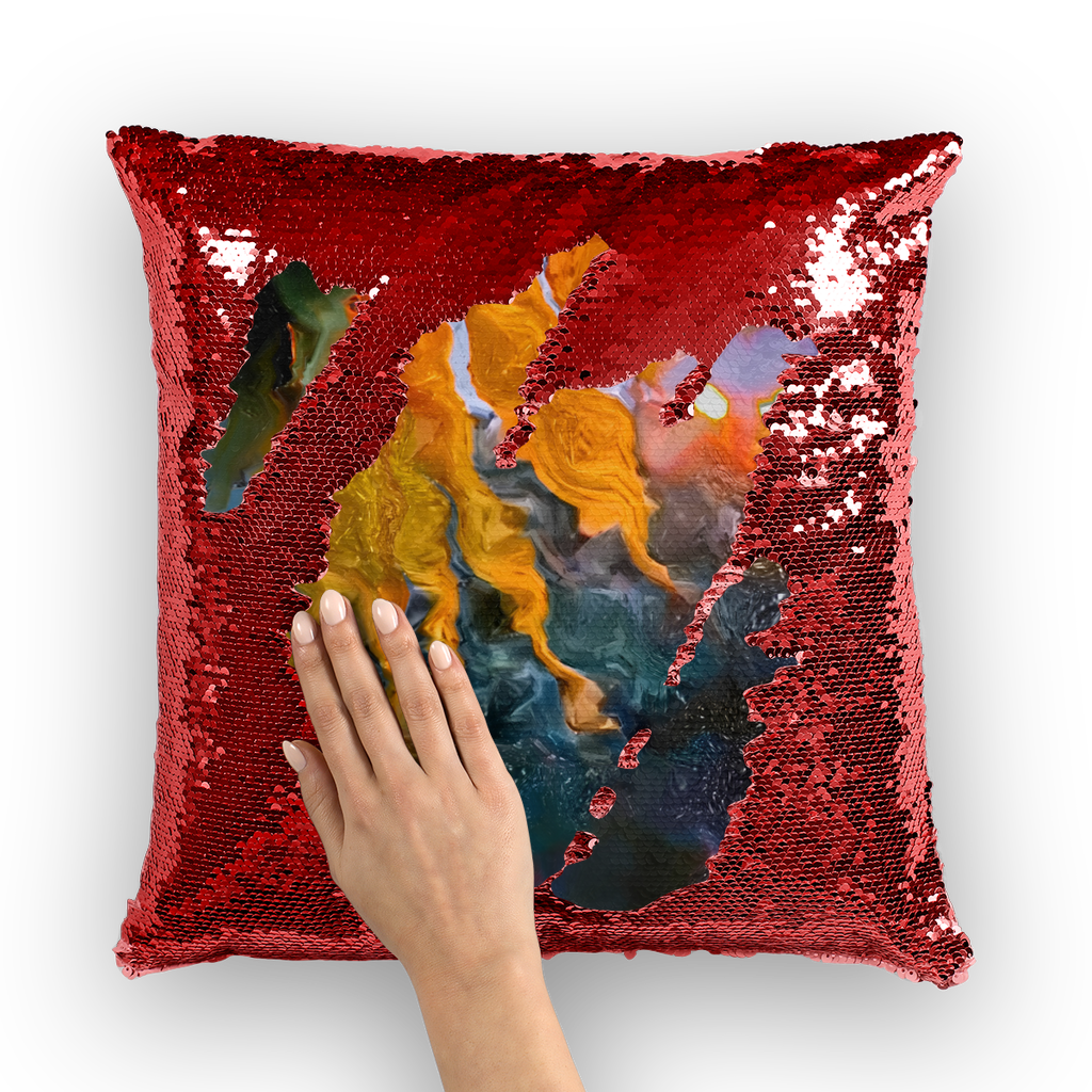Sunflower in Headlights Sequin Cushion Cover