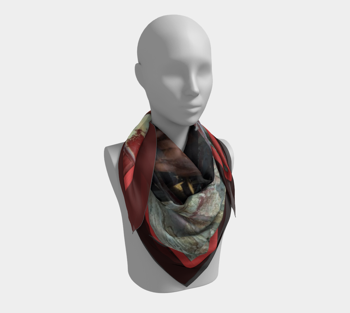 Horse in Red Barn Red Metallic by JVH Scarf