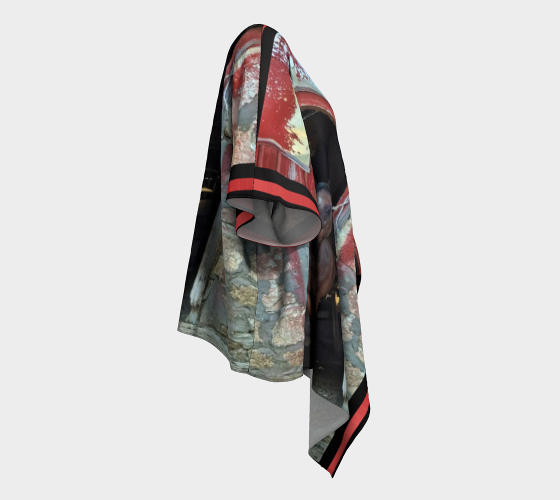 Horse in Red Barn by JVH Draped Kimono