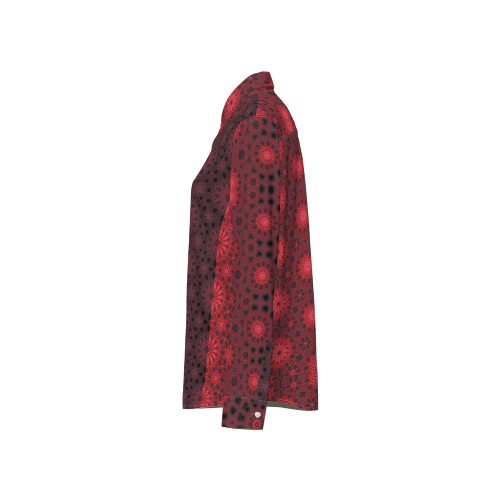 Women's Classic Long Sleeve Button-Up Shirt Milkweed Red