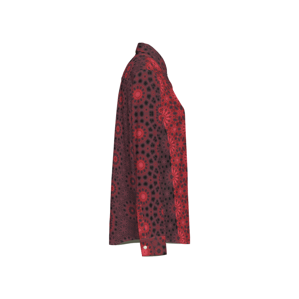 Women's Classic Long Sleeve Button-Up Shirt Milkweed Red